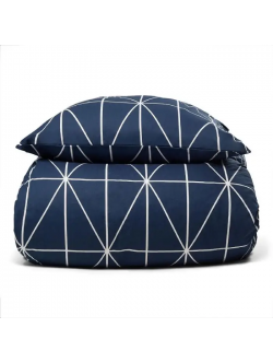 Sengetøj 100% bomuld - Blåt sengesæt med harlekintern - Nordstrand Home dynebetræk