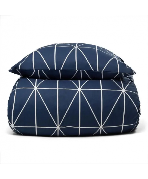 Sengetøj 100% bomuld - Blåt sengesæt med harlekintern - Nordstrand Home dynebetræk