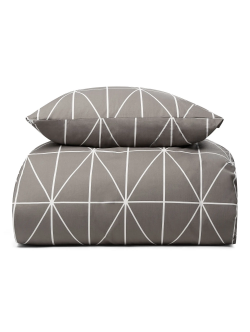 Sengetøj 100% bomuld - Lysegråt sengesæt med harlekintern - Nordstrand Home dynebetræk