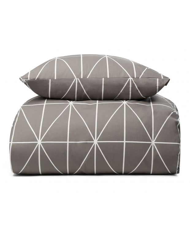 Sengetøj 100% bomuld - Lysegråt sengesæt med harlekintern - Nordstrand Home dynebetræk