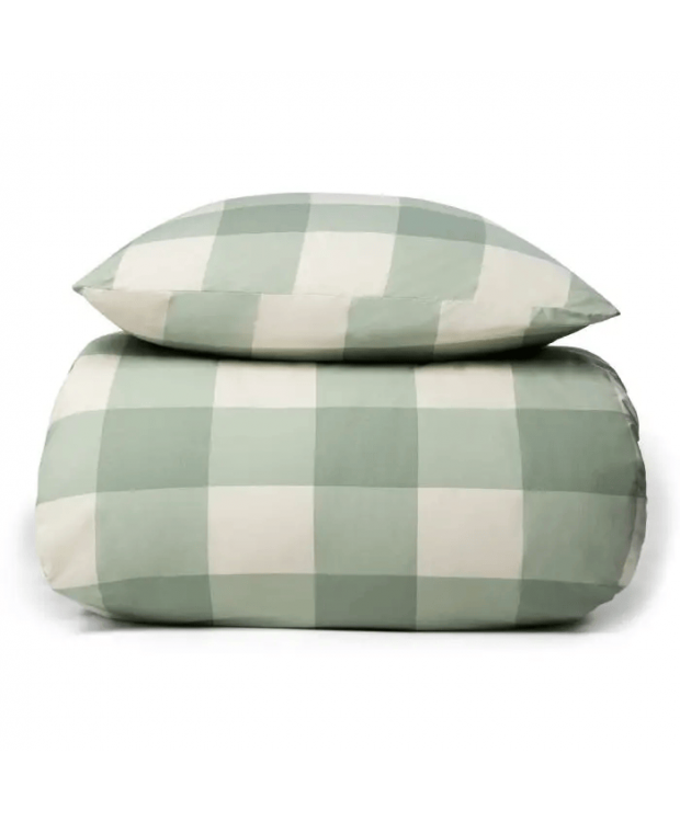 Sengetøj 100% bomuld - Grønt sengesæt med store tern - Nordstrand Home dynebetræk