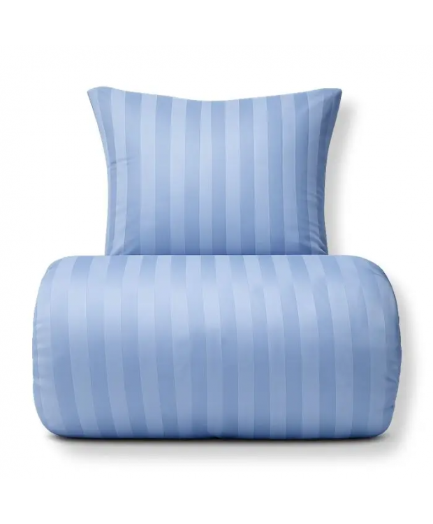 Bambus sengetøj - 100% Naturligt bambus - Blåt, jacquardvævet sengesæt med striber