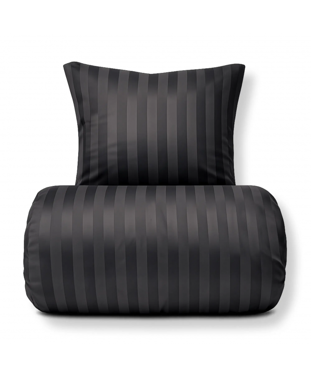 Bambus sengetøj - 100% Naturligt bambus - Gråt, jacquardvævet sengesæt med striber