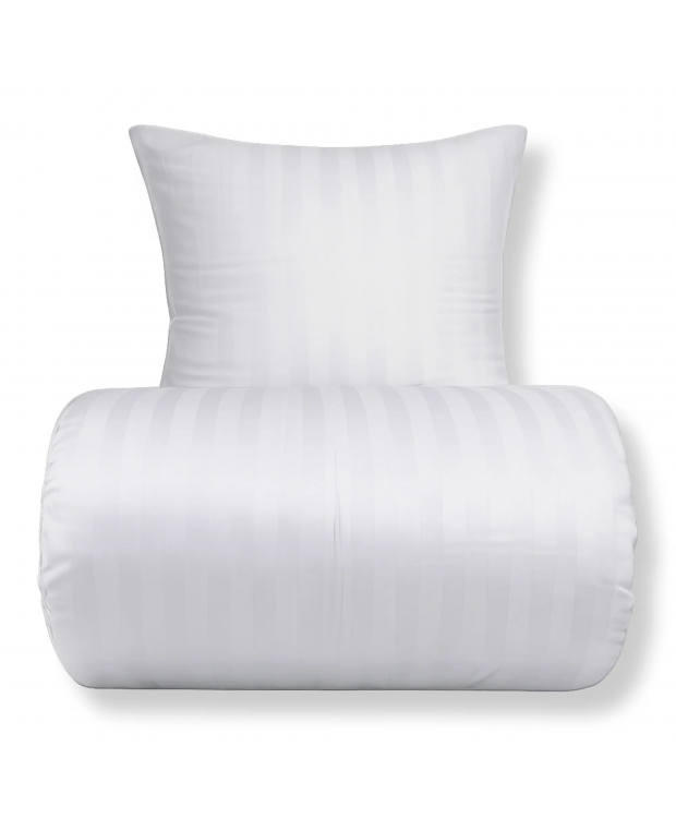 Bambus sengetøj - 100% Naturligt bambus - Hvidt, jacquardvævet sengesæt med striber