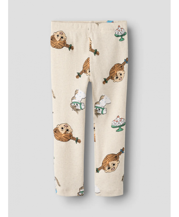 Name it "Pippi langstrømpe" leggings i beige til piger