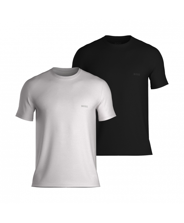 BOSS 2pak Rib T-shirts med rund hals i sort og hvid til herre.