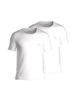 BOSS 2pak Rib T-shirts med rund hals i hvid til herre.