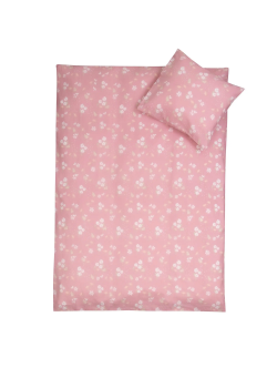 Junior sengetøj 100x140 cm - Lyserødt junior sengesæt med kaniner - 100% blød bomulds sengelinned