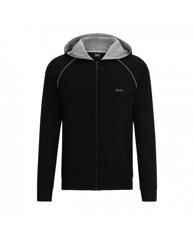 BOSS hættetrøje m. lynlås i sort til herre