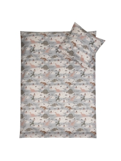 Dinosaur sengetøj 100x140 cm - Junior sengesæt med dinosaurer - 100% bomulds sengelinned - Nordstrand Home