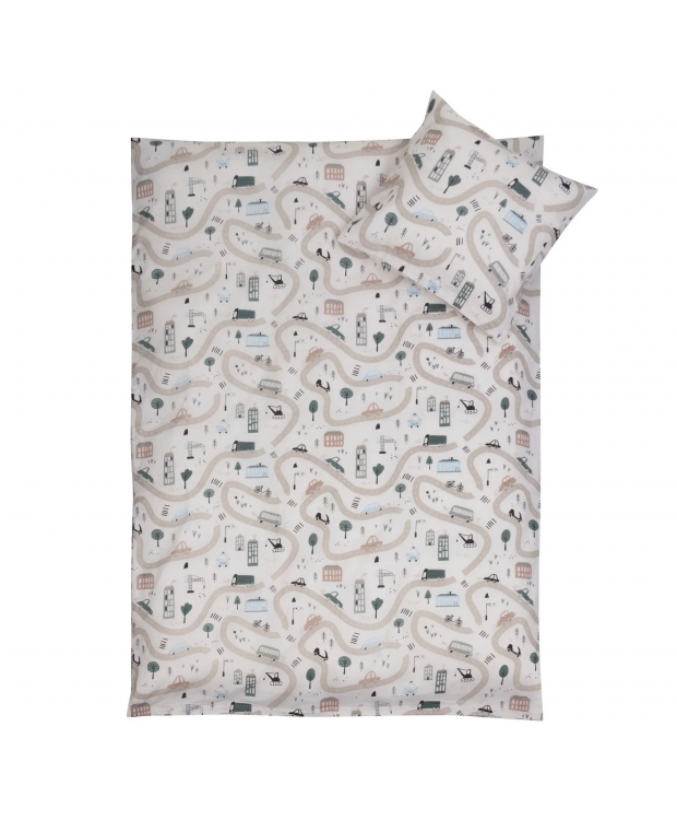 Sengetøj 100x140 cm - Junior sengesæt med biler - 100% bomulds sengelinned - Nordstrand Home