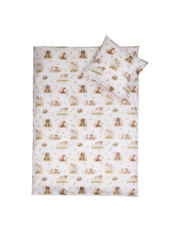 Sengetøj 100x140 cm - Junior sengesæt med hjorte og bjørne - 100% bomulds sengelinned - Nordstrand Home