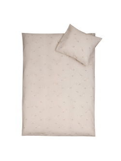 Baby sengetøj 70x100 cm - Beige baby sengesæt med kaniner - 100% blød bomulds sengelinned - Nordstrand Home