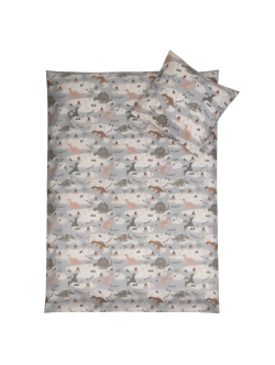 Dinosaur sengetøj 70x100 cm - Baby sengesæt med dinosaurer - 100% bomulds sengelinned - Nordstrand Home