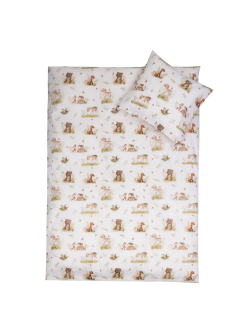 Sengetøj 70x100 cm - Baby sengesæt med hjorte og bjørne - 100% bomulds sengelinned - Nordstrand Home