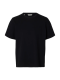 Selected t-shirt Piquetstrik med rund hals i sort til herre