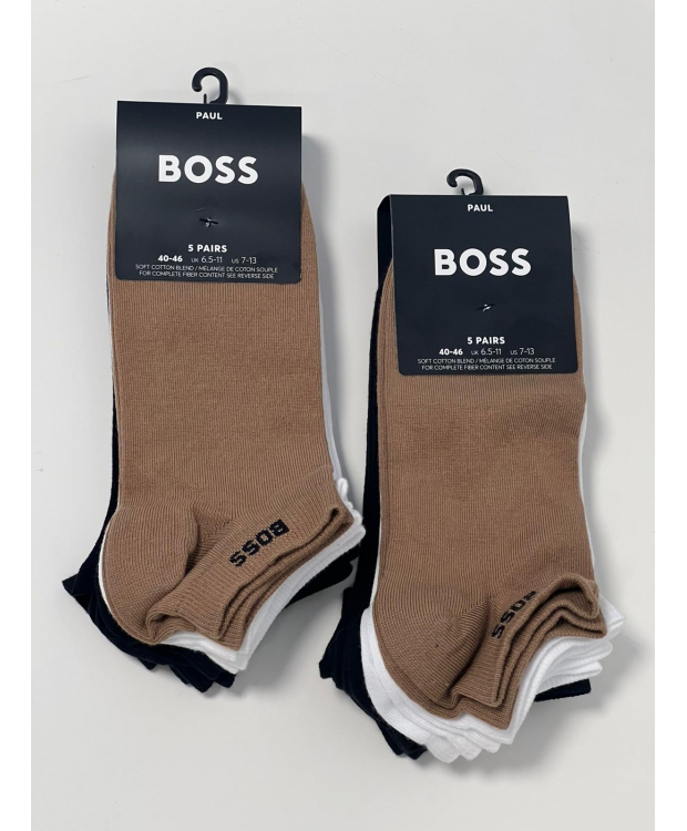 BOSS 11 par bomuld ankelstrømper brun, hvid og sort til herre.