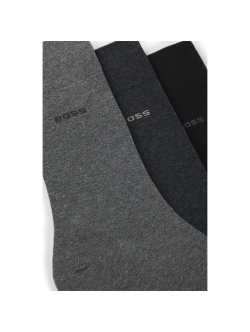 BOSS 3pak bomuldsstrømper i sort, grå og blå til herre