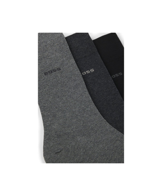 BOSS 3pak bomuldsstrømper i sort og grå til herre