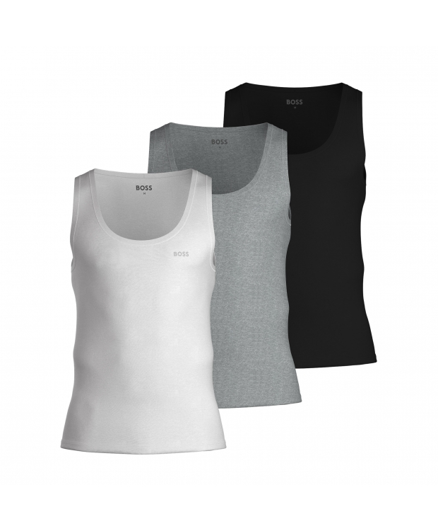 BOSS 3pak tank top i hvid, grå og sort til herre