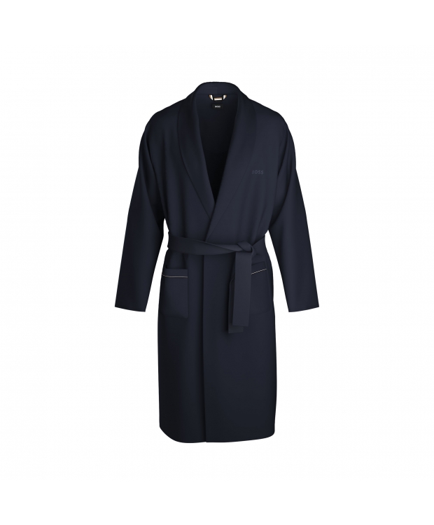 BOSS morgenkåbe i bomuld i mørkeblå til herre