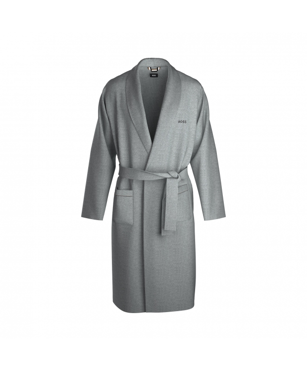 BOSS morgenkåbe i bomuld i grå til herre
