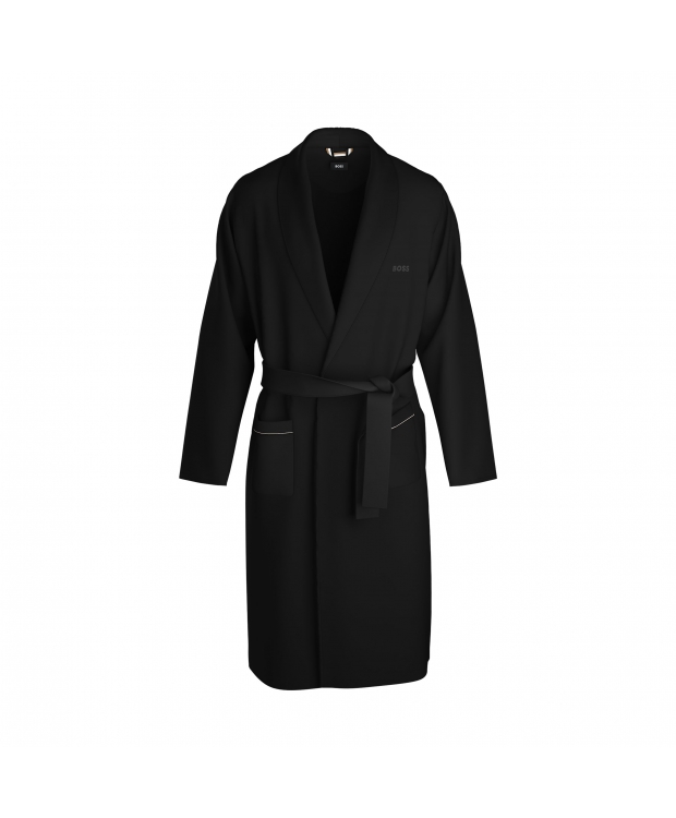 BOSS morgenkåbe i bomuld i sort til herre
