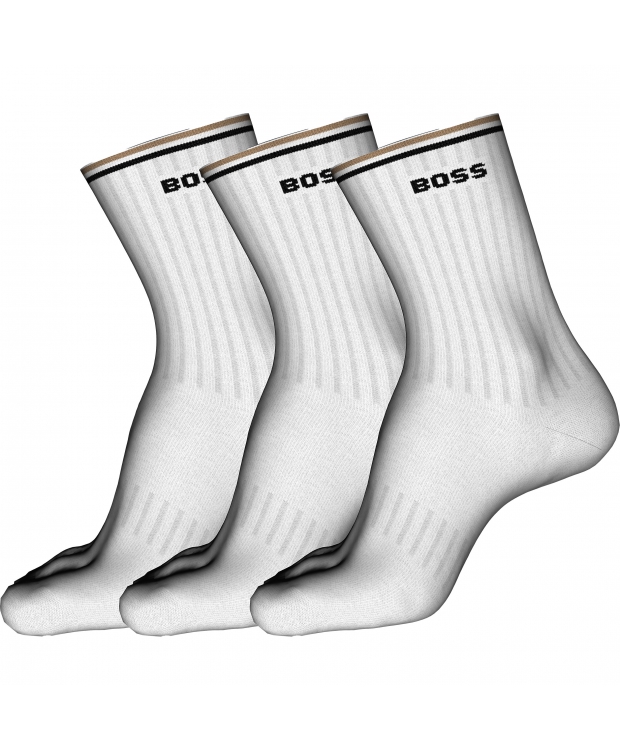 BOSS 3pak rib strømper/sokker hvid til herre