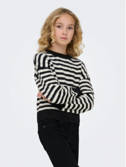 KIDS ONLY bluse i sort med hvide striber til piger