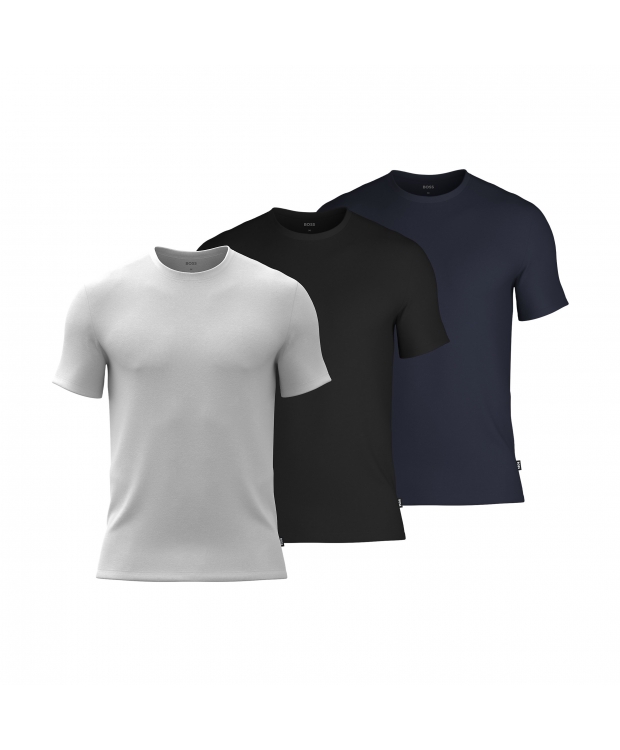 BOSS 3pak bambus t-shirts i multifarvet hvid, navy, og sort til herre