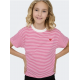 KIDS ONLY Cropped t-shirt med lyserød/hvid striber til piger