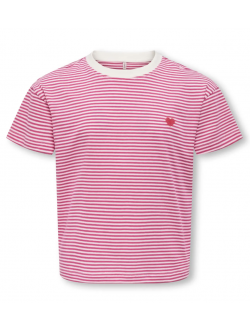 KIDS ONLY Cropped t-shirt med lyserød/hvid striber til piger