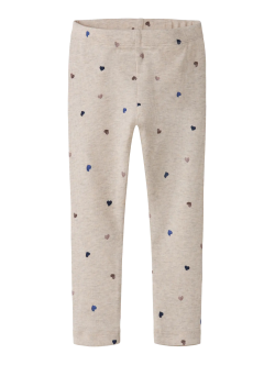 Name it leggings i beige med hjerter til piger