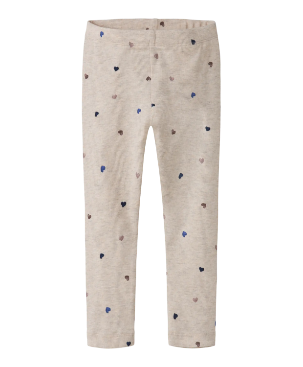 Name it leggings i beige med hjerter til piger