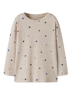 Name it bluse i beige med hjerter til piger