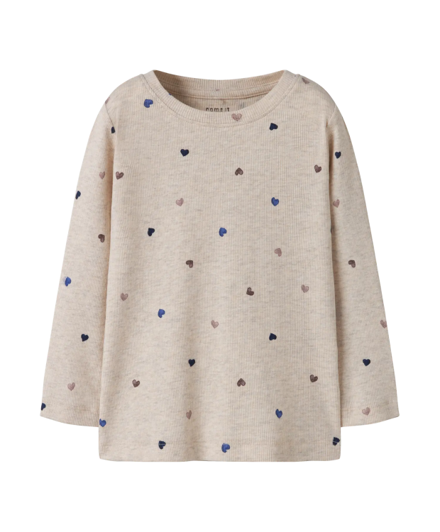 Name it bluse i beige med hjerter til piger