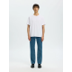 Selected t-shirt Piquetstrik med rund hals i hvid til herre