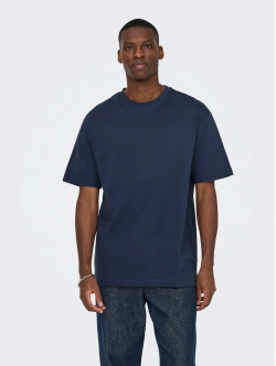 ONLY & SONS t-shirt i Blue Nights til herre | Relaxed fit