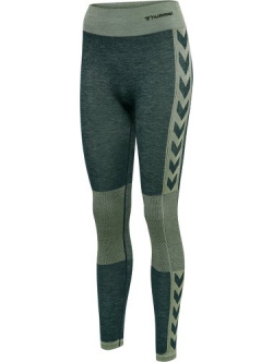 Hummel Clea Seamless Mid Waist Tights i Darkest Spruce Basil Melange til kvinder