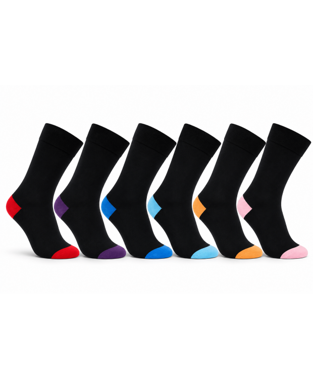 IZ Sock Copenhagen Luxury Bambusstrømper 6-pak - Farvede Hæl og Tå