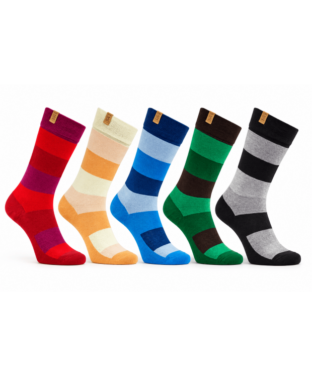 IZ Sock Copenhagen 5-pak Bambusstrømper med Brede Striber - Unisex