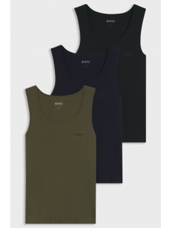 BOSS 3pak tank top i hvid, grå og sort til herre