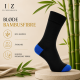 iZ Sock Copenhagen sorte bambusstrømper med blå hæl og tå, unisex – 35–49