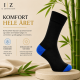 iZ Sock Copenhagen sorte bambusstrømper med blå hæl og tå, unisex – 35–49