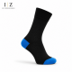 iZ Sock Copenhagen sorte bambusstrømper med blå hæl og tå, unisex – 35–49
