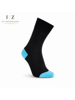 iZ Sock - bambusstrømper i turkis hæl og tå. Unisex