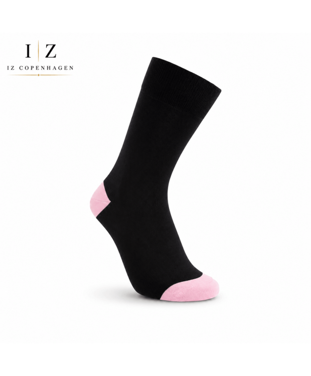 iZ Sock Copenhagen Bambusstrømper med Lyserød Hæl & Tå - Bløde, Åndbare Unisex Bambussokker
