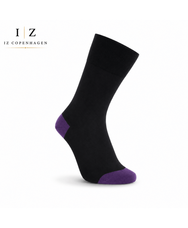 iZ Sock Copenhagen Bambusstrømper med Lilla Hæl & Tå - Bløde, Åndbare Unisex Bambussokker