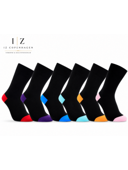 iZ Sock 6pak bambusstrømper med forskellige farvet hæl og tå til unisex