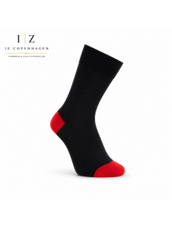 iZ Sock - bambusstrømper i rød hæl og tå. Unisex